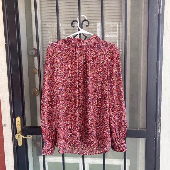 H&M NWT Pink Multicolor Blouse; Balloon Sleeve Blouse; Size Large - Picture 1 of 5